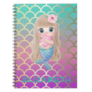 Caderno Espiral Pequena Sereia Em Escalas De Sereia