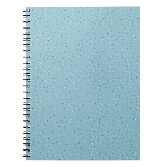Caderno Espiral Pequenas bolinhas em azul claro. (Frente)