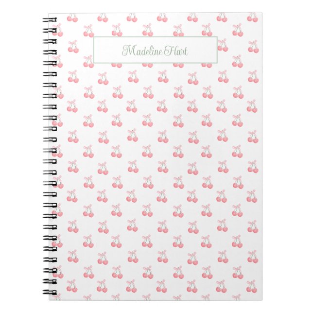 Caderno Espiral Pequenas Cerejas Personalizadas da Trendência (Frente)
