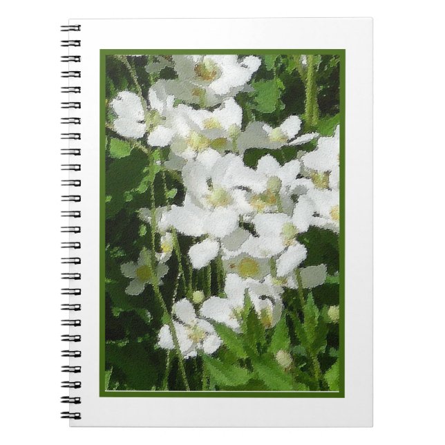 Caderno Espiral Pequenas flores brancas (Frente)