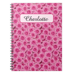 Caderno Espiral Pequenas Rosas Rosa Personalizadas