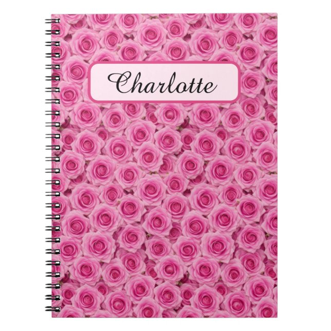 Caderno Espiral Pequenas Rosas Rosa Personalizadas (Frente)