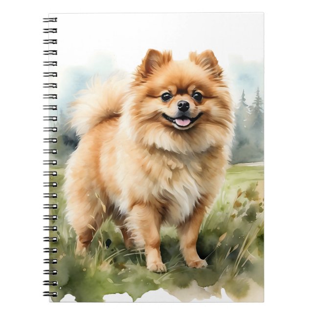 CADERNO ESPIRAL PEQUENO CACHORRO POMERANO DE FLUFY VERMELHO (Frente)
