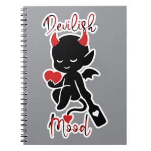 Caderno Espiral Pequeno Diabo Baddie Amor Remo "Humor Diabólico"