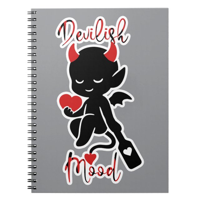 Caderno Espiral Pequeno Diabo Baddie Amor Remo "Humor Diabólico" (Frente)