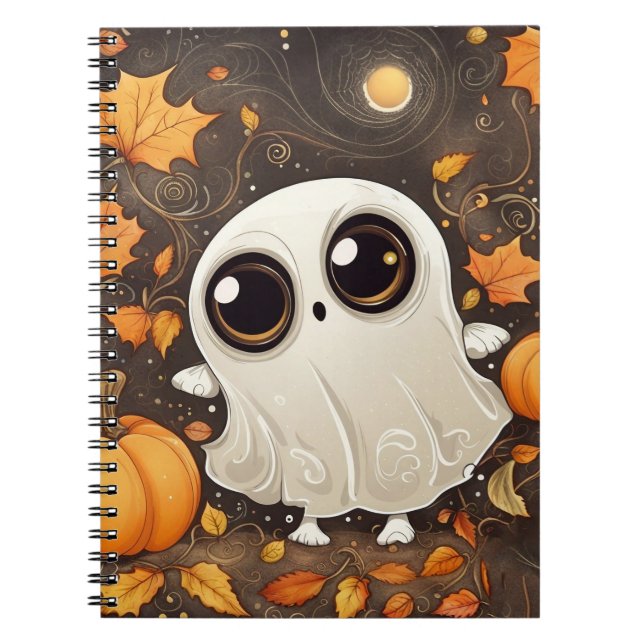 Caderno Espiral Pequeno Fantasma de Halloween  (Frente)