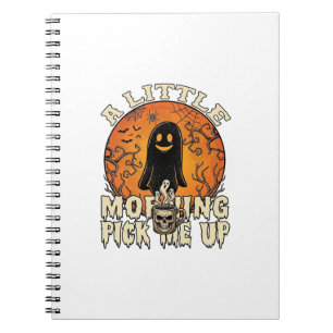 Caderno Espiral Pequeno Fantasma de Halloween Skull Mu da Manhã
