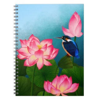 Caderno Espiral Pequeno Hummingbird e Flor Grande