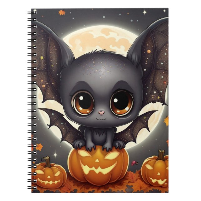Caderno Espiral Pequeno Morcego de Halloween (Frente)