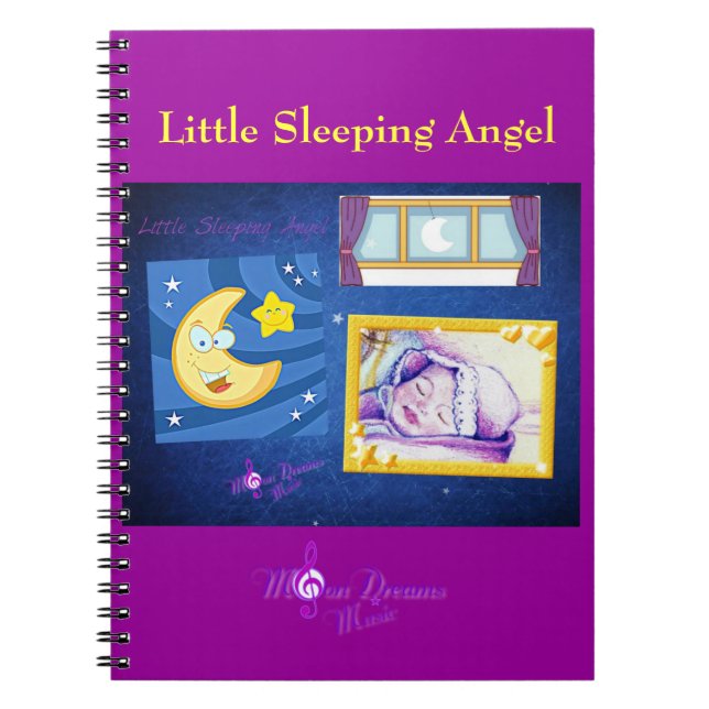Caderno Espiral Pequeno notebook Angel com sono (Frente)