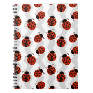 Caderno Espiral Pequeno padrão Red Ladybug
