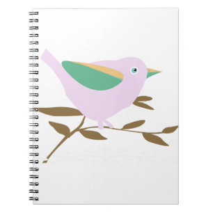 Caderno Espiral Pequeno pássaro rosa
