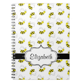 Caderno Espiral Pequenos bonitos Bumble o teste padrão da abelha