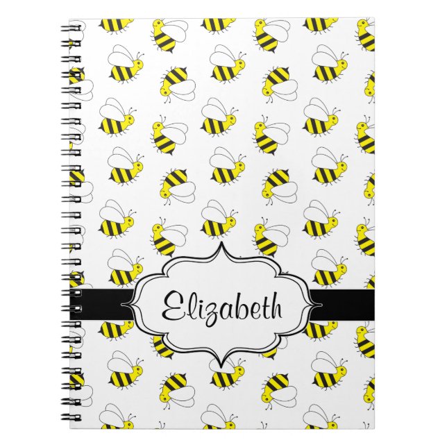 Caderno Espiral Pequenos bonitos Bumble o teste padrão da abelha (Frente)