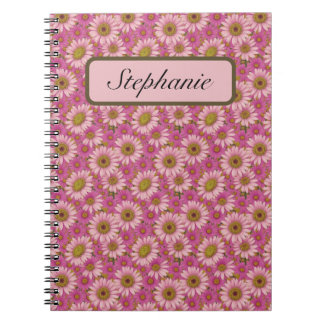 Caderno Espiral Pequenos pontos de rosa e branco personalizados