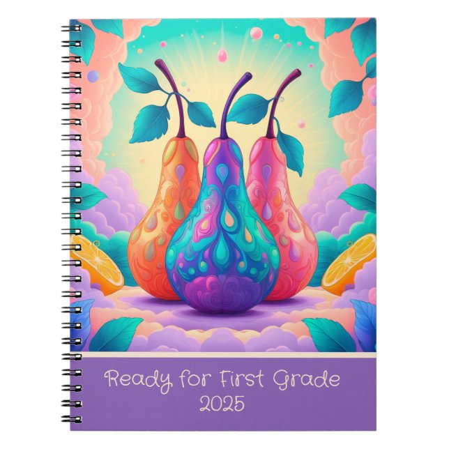 Caderno Espiral pera colorida para a classe 1rua 2025 (Frente)