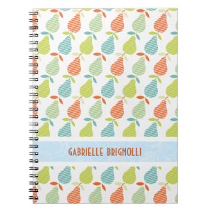 Caderno Espiral Peras Coloridas E Listras Sem Costura