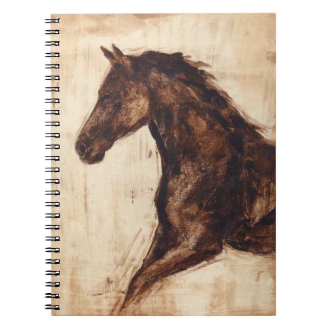 Caderno Espiral Perfil do Cavalo Selvagem Marrom (Frente)