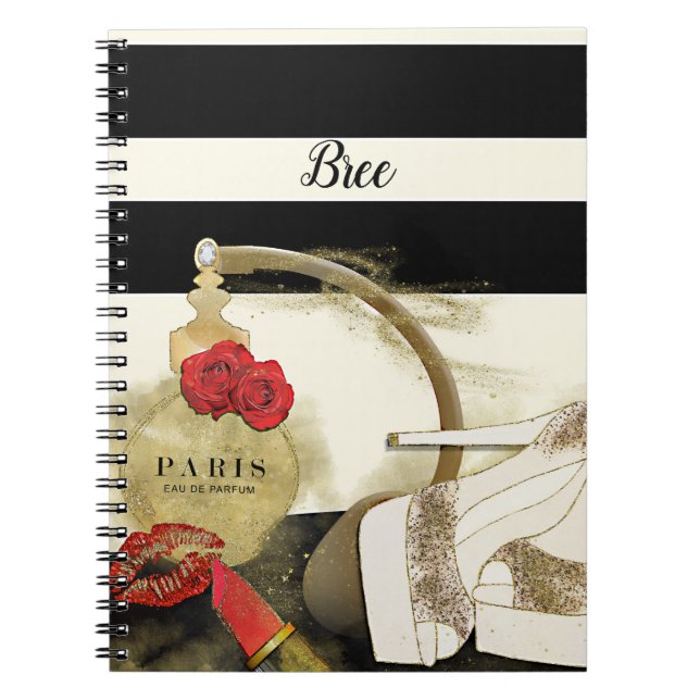 Caderno Espiral Perfume Paris Perfumes Rosas Saltos & Lábios (Frente)