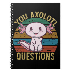 Caderno Espiral Perguntas sobre Axolotl Retro 90s Engraçado Axolot