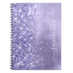Caderno Espiral Periwinkle Glitter Lavanda Blue Girly Signature