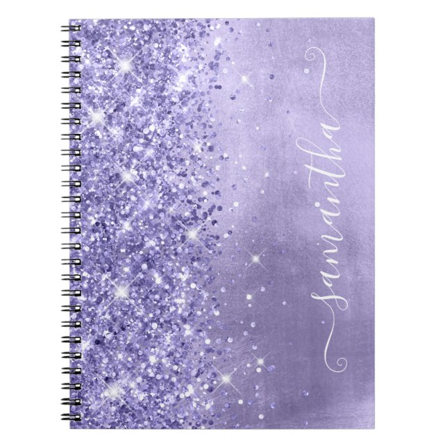 Caderno Espiral Periwinkle Glitter Lavanda Blue Girly Signature (Frente)
