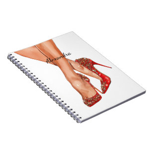 Caderno Espiral Pernas de Sapatos Vermelhos de Salto Alto
