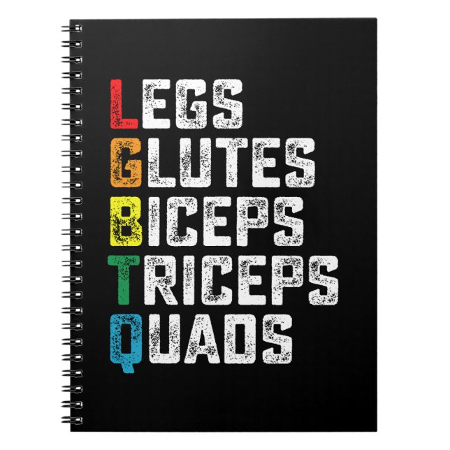 Caderno Espiral Pernas LGBTQ Glutes Biceps Triceps Quads Engraçado (Frente)
