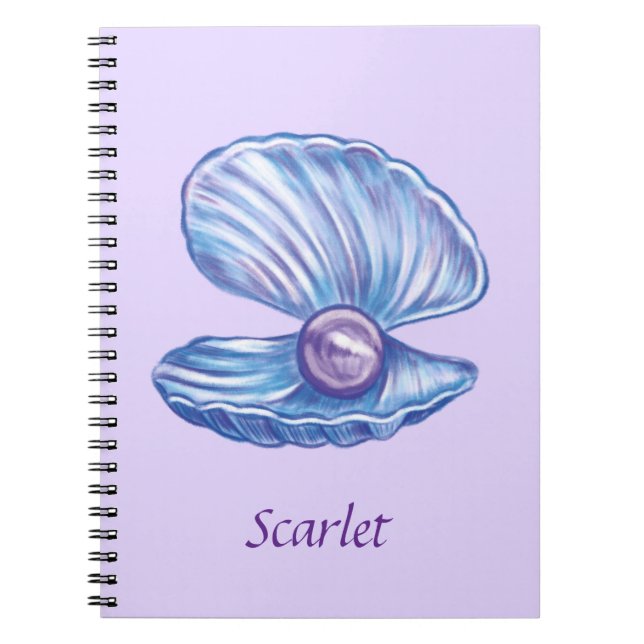 Caderno Espiral Pérola Personalizada do Oceano (Púrpura) (Frente)