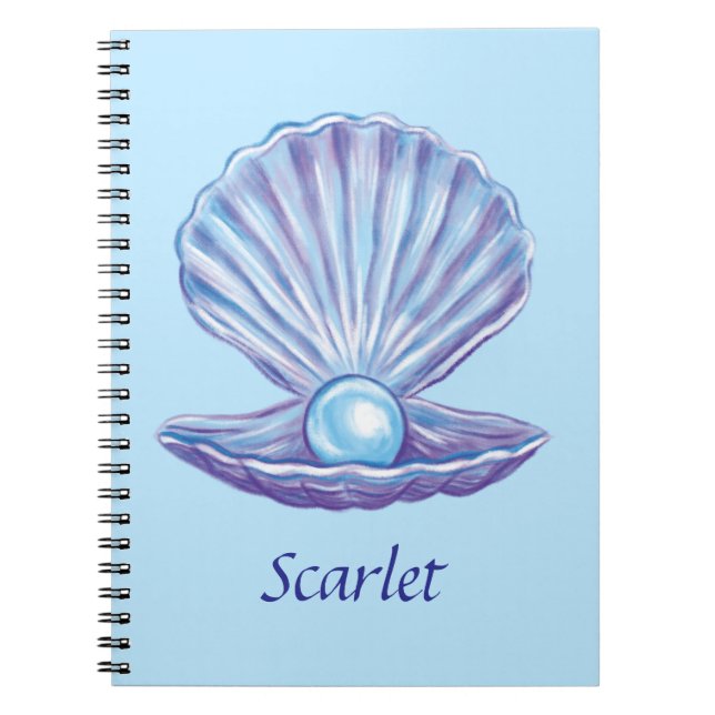 Caderno Espiral Pérola personalizável do oceano (azul) (Frente)