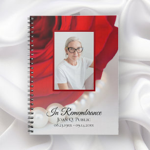 Caderno Espiral Pérolas de Flores rosas vermelhas; Memorial do Fun