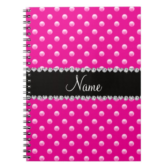 Caderno Espiral Pérolas de néon conhecidas personalizadas do rosa (Frente)