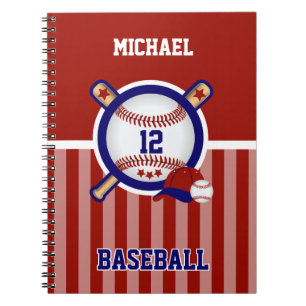 Caderno Espiral Perosnalizar ⚾ de baseball - Nota vermelha, branca