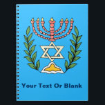 Caderno Espiral Persian Magen David Menorah<br><div class="desc">This image was adapted from an antique Persian Jewish tile and features a menorah with a Magen David (Star of David) framed by olive branches.  The imperfections of the original,  hand-painted image have been preserved.</div>