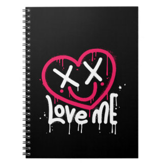 Caderno Espiral personagem cardíaco com olhos mortos e sorriso pul