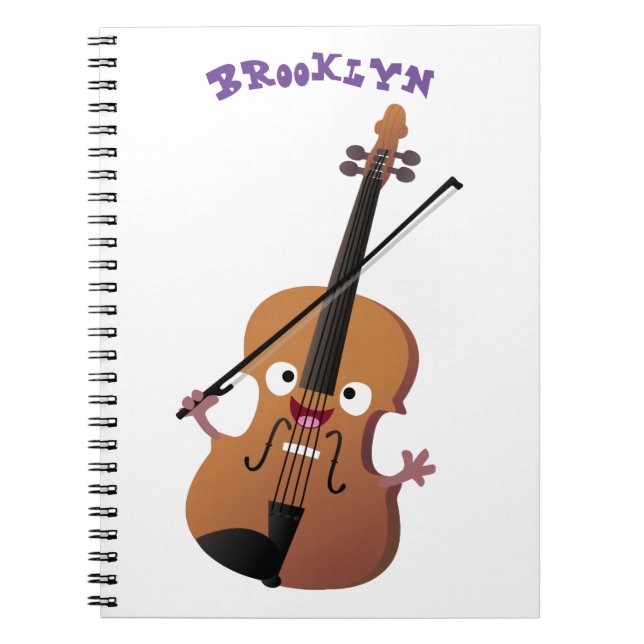 Caderno Espiral Personagem de desenho animado musical de violino e (Frente)