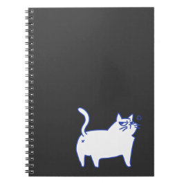Caderno Espiral Personagem de Gato Branco Fofo e Divertido