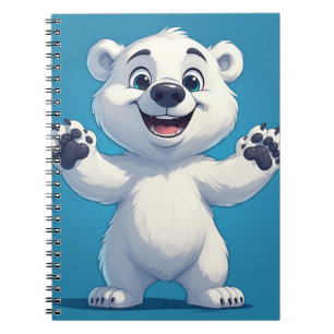 Caderno Espiral Personagem de Urso Polar de Desenho Animado Fofo
