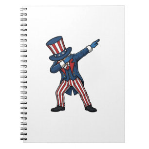 Caderno Espiral Personagem Patriótico Dabbing Design Vetorial Vint