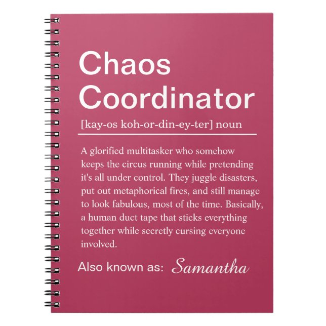 Caderno Espiral Personalised Chaos Coordinator Definition (Frente)