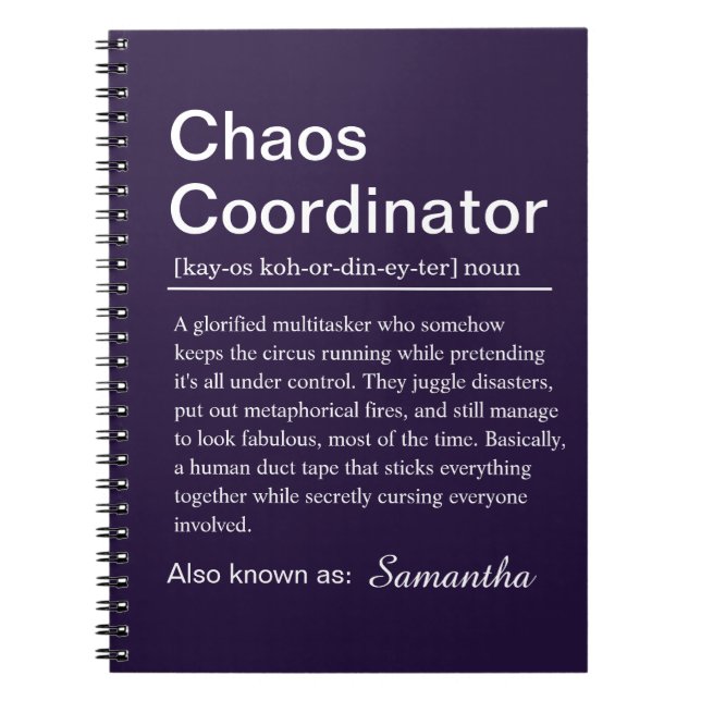 Caderno Espiral Personalised Chaos Coordinator Definition (Frente)