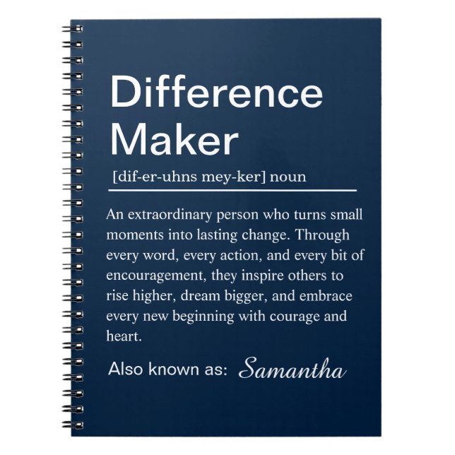 Caderno Espiral Personalised Difference Maker Definition (Frente)