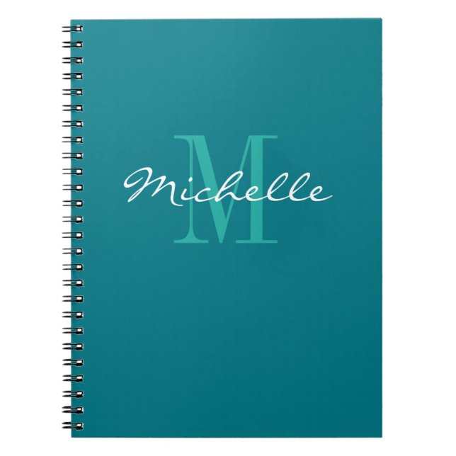 Caderno Espiral Personalised turquoise monogram spiral notebook (Frente)