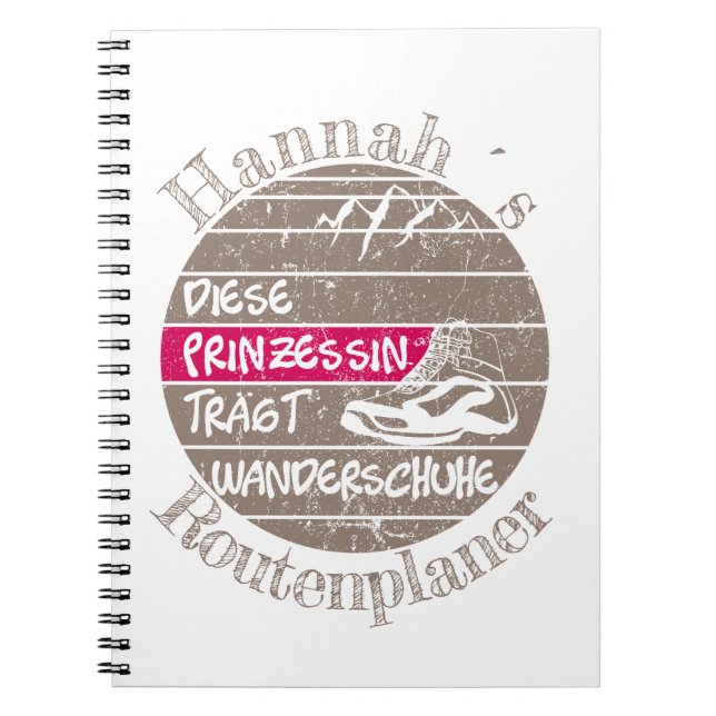 Caderno Espiral personalisierbar Name Prinzessin Wanderschuhe (Frente)