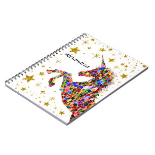Caderno Espiral Personalização da Glitter de Cores Douradas Mág