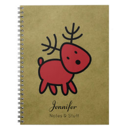 Caderno Espiral Personalização da Ilustração da Reindeer de Natal