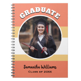 Caderno Espiral Personalização de Graduação de Pêssego Moderno com