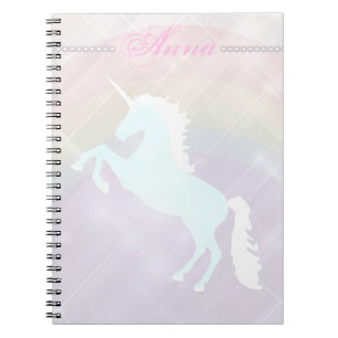 Caderno Espiral Personalização falsa de cor-de-rosa unicórnio