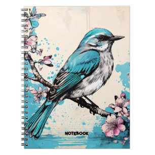 Caderno Espiral PERSONALIZAÇÃO: Pássaro Azul Pequeno   Diário para