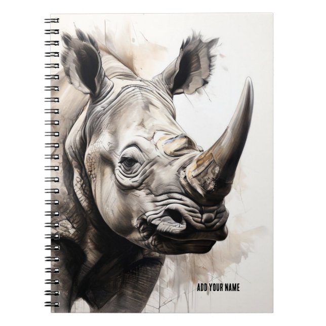 Caderno Espiral PERSONALIZAÇÃO: Rhino | Diário para notebook (Frente)